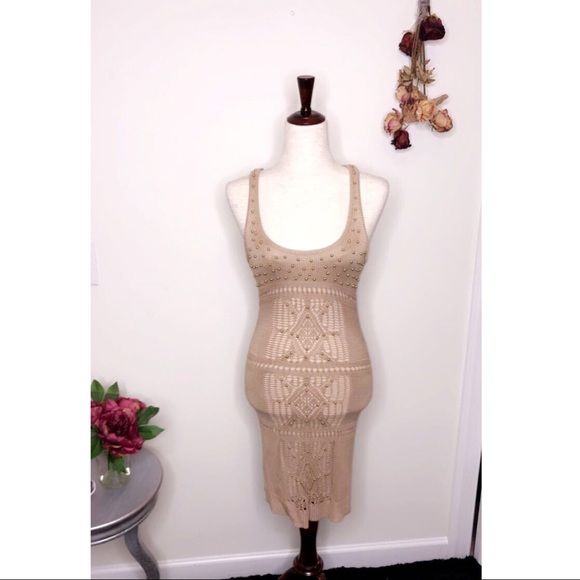 2B Bebe Dresses & Skirts - ❌SOLD❌ 2B BEBE crotchet knit metal studded dress